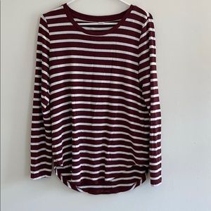 Maroon and White Striped Long-sleeve Shirt